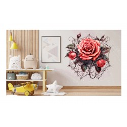 Sticker decorativ, Trandafiri, Rosu, 62 cm, 1343STK-20