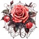 Sticker decorativ, Trandafiri, Rosu, 62 cm, 1343STK-20