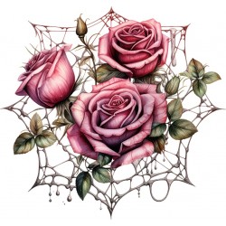 Sticker decorativ, Trandafiri, Roz, 63 cm, 1343STK-21