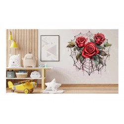 Sticker decorativ, Trandafiri, Rosu, 61 cm, 1343STK-22