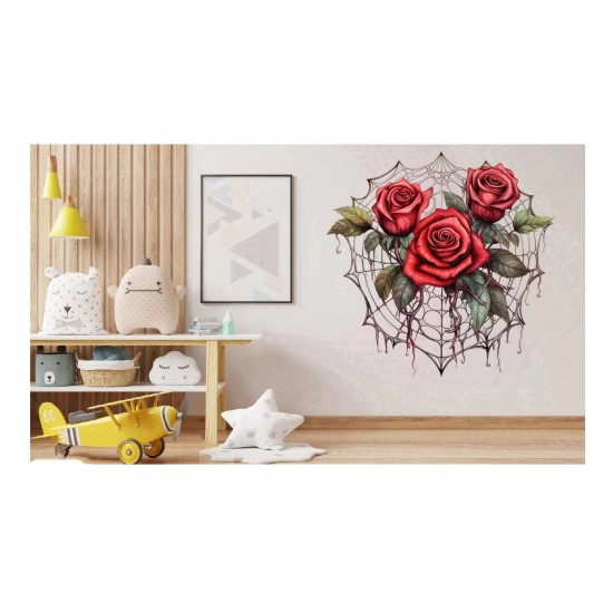 Sticker decorativ, Trandafiri, Rosu, 61 cm, 1343STK-22