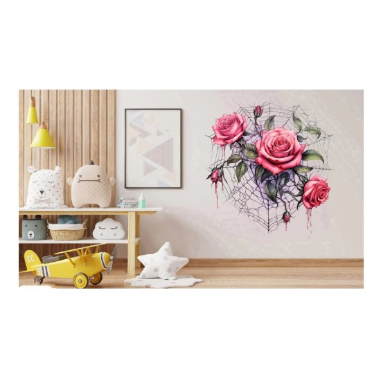 Sticker decorativ, Trandafiri, Roz, 61 cm, 1343STK-23