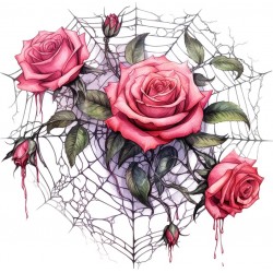 Sticker decorativ, Trandafiri, Roz, 61 cm, 1343STK-23