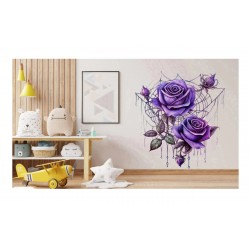 Sticker decorativ, Trandafiri, Mov, 68 cm, 1343STK-3