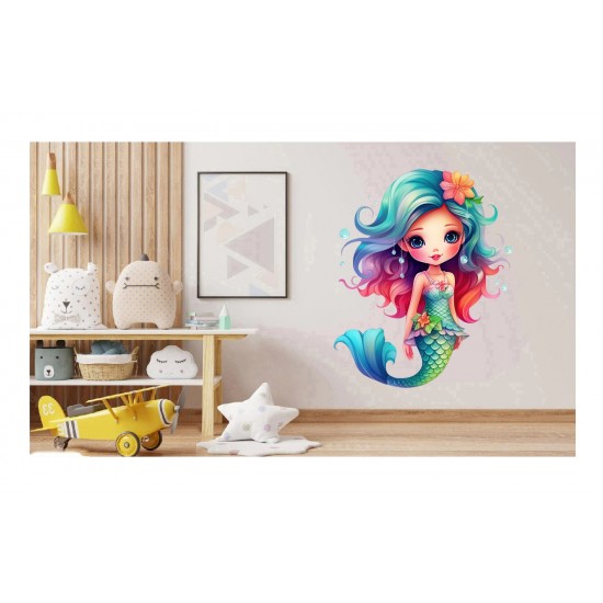 Sticker decorativ, Mica Sirena, Turcoaz, 71 cm, 1344STK