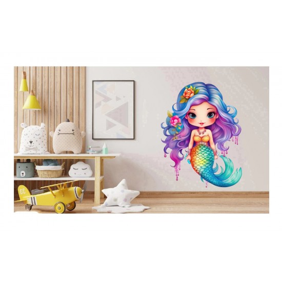 Sticker decorativ, Mica Sirena, Albastru, 81 cm, 1344STK-4