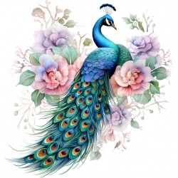 Sticker decorativ, Paun, Turcoaz, 62 cm, 1345STK-4