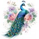 Sticker decorativ, Paun, Turcoaz, 62 cm, 1345STK-4 Sticker decorativ, Paun, Turcoaz, 62 cm, 1345STK-4