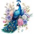 Sticker decorativ, Paun, Albastru, 62 cm, 1345STK-5