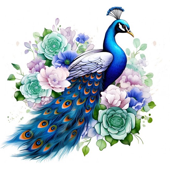 Sticker decorativ, Paun, Verde, 65 cm, 1345STK-6