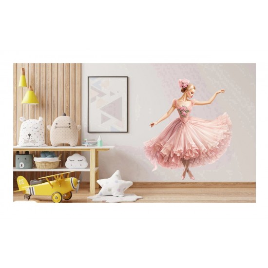 Sticker decorativ, Balerina, Roz, 67 cm, 1346STK