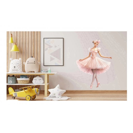 Sticker decorativ, Balerina, Roz, 88 cm, 1346STK-2