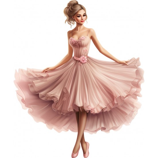 Sticker decorativ, Balerina, Roz, 72 cm, 1346STK-8