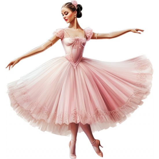 Sticker decorativ, Balerina, Roz, 64 cm, 1346STK-9