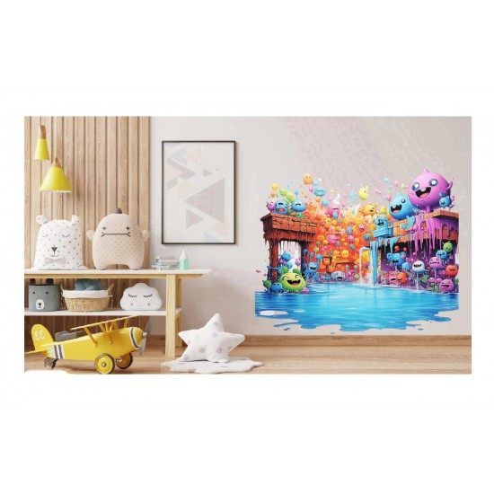 Sticker decorativ, Culori Pastelate, Zambareti, Multicolor, 69 cm, 1347STK-1