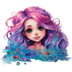 Sticker decorativ, Culori Pastelate, Fata, Mov, 72 cm, 1347STK-11