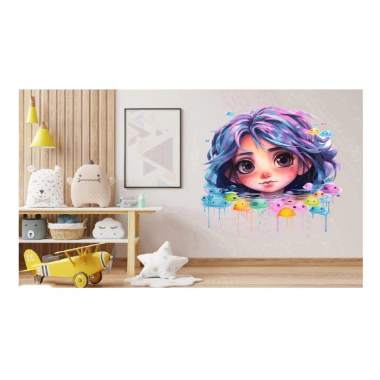 Sticker decorativ, Culori Pastelate, Fata, Multicolor, 60 cm, 1347STK-12