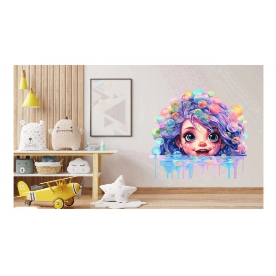 Sticker decorativ, Culori Pastelate, Fata, Mov, 62 cm, 1347STK-2