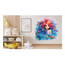 Sticker decorativ, Culori Pastelate, Fata, Albastru, 61 cm, 1347STK-3