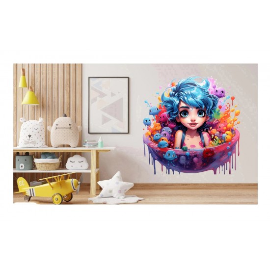 Sticker decorativ, Culori Pastelate, Fata, Roz, 61 cm, 1347STK-4