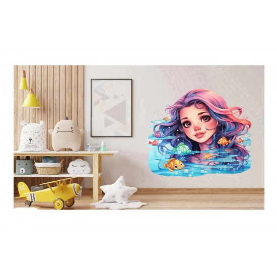 Sticker decorativ, Culori Pastelate, Fata, Mov, 62 cm, 1347STK-5