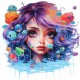 Sticker decorativ, Culori Pastelate, Fata, Albastru, 61 cm, 1347STK-7 Sticker decorativ, Culori Pastelate, Fata, Albastru, 61 cm, 1347STK-7