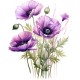 Sticker decorativ, Buchet de Flori Maci, Mov, 74 cm, 1350STK-3
