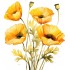 Sticker decorativ, Buchet de Flori Maci, Galben, 68 cm, 1350STK-7