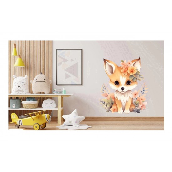Sticker decorativ, Vulpe, Portocaliu, 66 cm, 1351STK-7