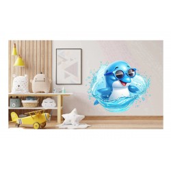Sticker decorativ, Delfin, Albastru, 75 cm, 1352STK-2