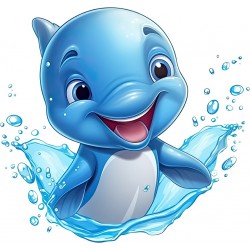 Sticker decorativ, Delfin, Albastru, 63 cm, 1352STK-7
