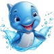 Sticker decorativ, Delfin, Albastru, 63 cm, 1352STK-7