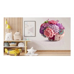 Sticker decorativ, Creier cu Flori, Multicolor, 62 cm, 1353STK