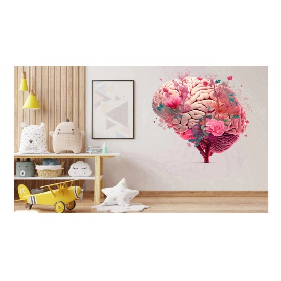 Sticker decorativ, Creier cu Flori, Mov, 63 cm, 1353STK-2