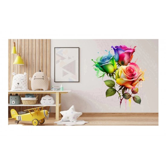 Sticker decorativ, Trandafiri, Roz, 68 cm, 1354STK-2