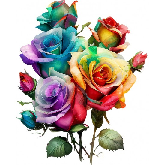 Sticker decorativ, Trandafiri, Multicolor, 74 cm, 1354STK-3