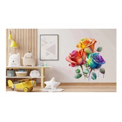 Sticker decorativ, Trandafiri, Portocaliu, 64 cm, 1354STK-5
