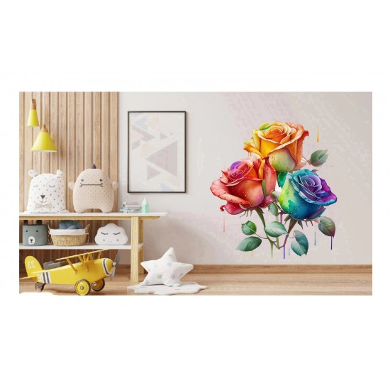 Sticker decorativ, Trandafiri, Portocaliu, 64 cm, 1354STK-5