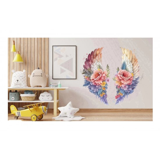 Sticker decorativ, Aripi, Roz, 63 cm, 1355STK-11