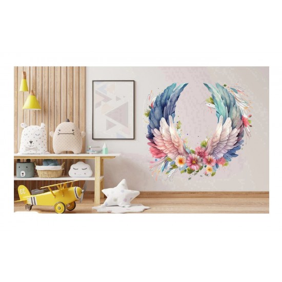 Sticker decorativ, Aripi, Roz, 64 cm, 1355STK-12
