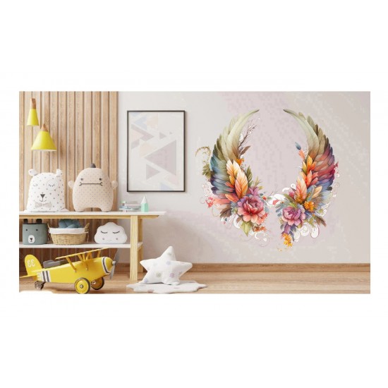 Sticker decorativ, Aripi, Portocaliu, 61 cm, 1355STK-9