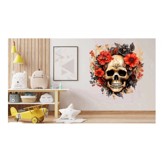 Sticker decorativ, Skull, Rosu, 61 cm, 1357STK