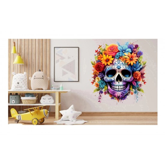 Sticker decorativ, Skull, Portocaliu, 65 cm, 1357STK-2