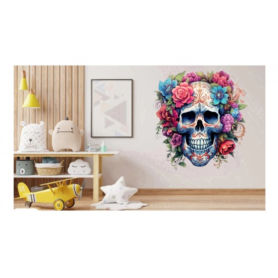Sticker decorativ, Skull, Albastru, 61 cm, 1357STK-3 Sticker decorativ, Skull, Albastru, 61 cm, 1357STK-3