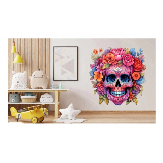 Sticker decorativ, Skull, Roz, 61 cm, 1357STK-4 Sticker decorativ, Skull, Roz, 61 cm, 1357STK-4