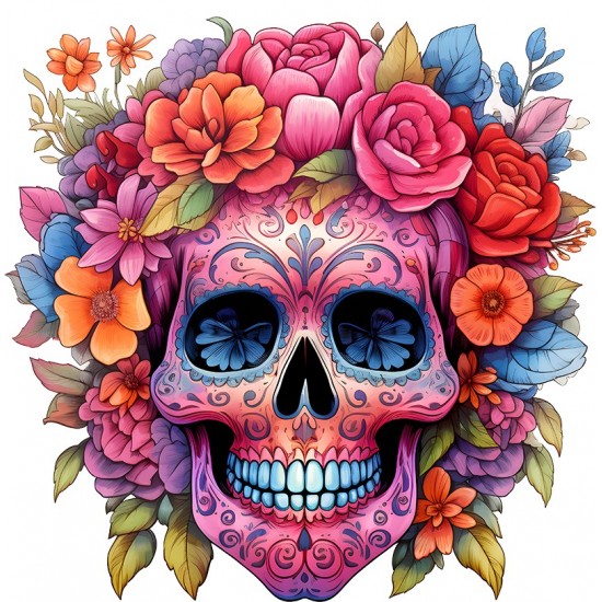 Sticker decorativ, Skull, Roz, 61 cm, 1357STK-4 Sticker decorativ, Skull, Roz, 61 cm, 1357STK-4