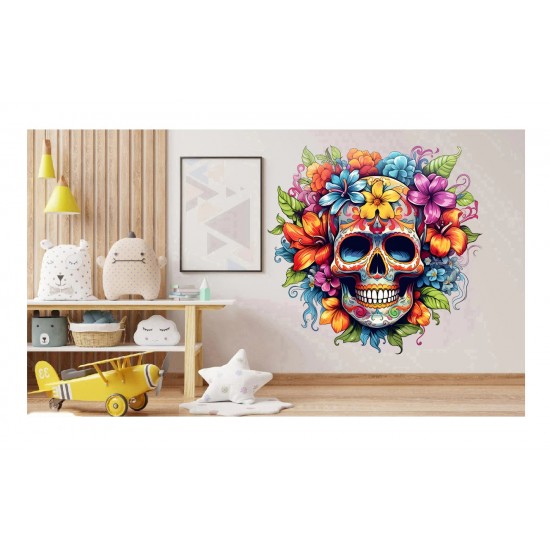 Sticker decorativ, Skull, Galben, 62 cm, 1357STK-6
