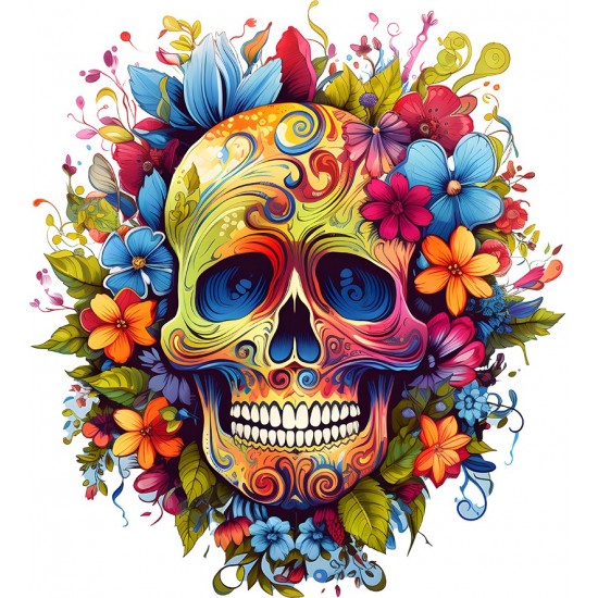 Sticker decorativ, Skull, Multicolor, 66 cm, 1357STK-9