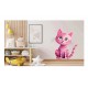 Sticker decorativ, Pisica, Roz, 63 cm, 1358STK-10 Sticker decorativ, Pisica, Roz, 63 cm, 1358STK-10