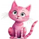 Sticker decorativ, Pisica, Roz, 63 cm, 1358STK-10 Sticker decorativ, Pisica, Roz, 63 cm, 1358STK-10